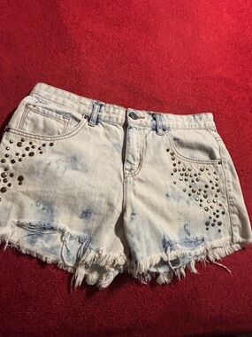 BDG Studded  Light Wash Denim Shorts - Women's Mid Rise 29x3